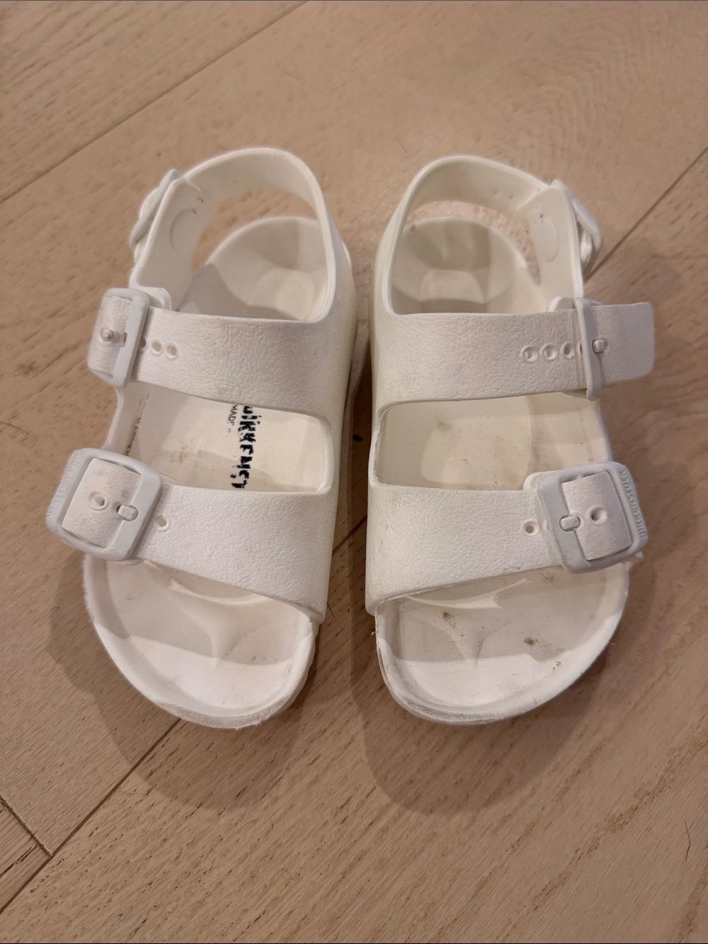 Birkenstock White Kids Two-Strap Adjustable Sandals